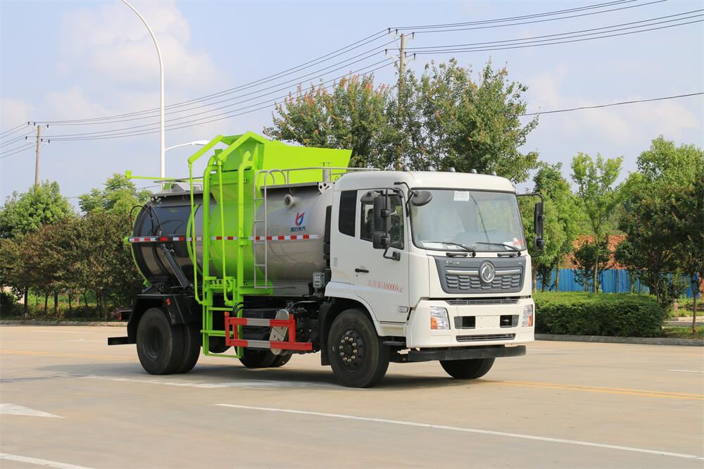  12方餐廚垃圾車-東風(fēng)天錦國六12方廚余泔水餐廚垃圾車廠家（圓罐）